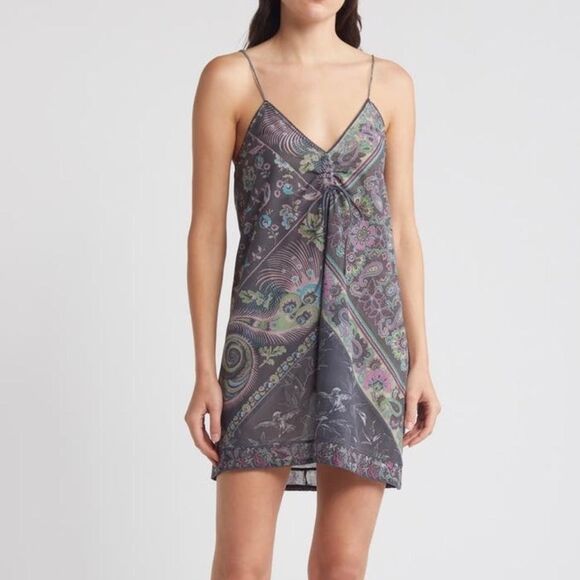 Free People Women's Hayes Mini Slipdress in Black Combo Size XS